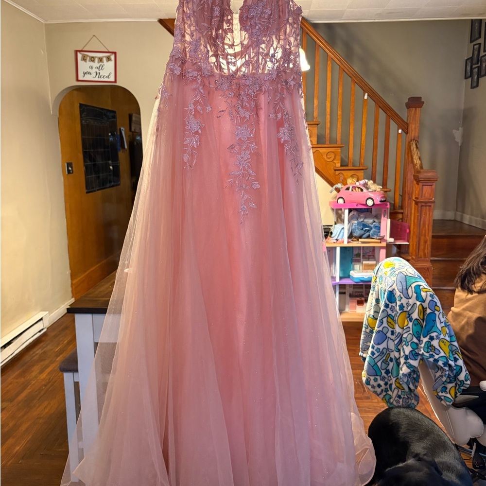 Elegant Pink Lace Gown prom/homecoming dress